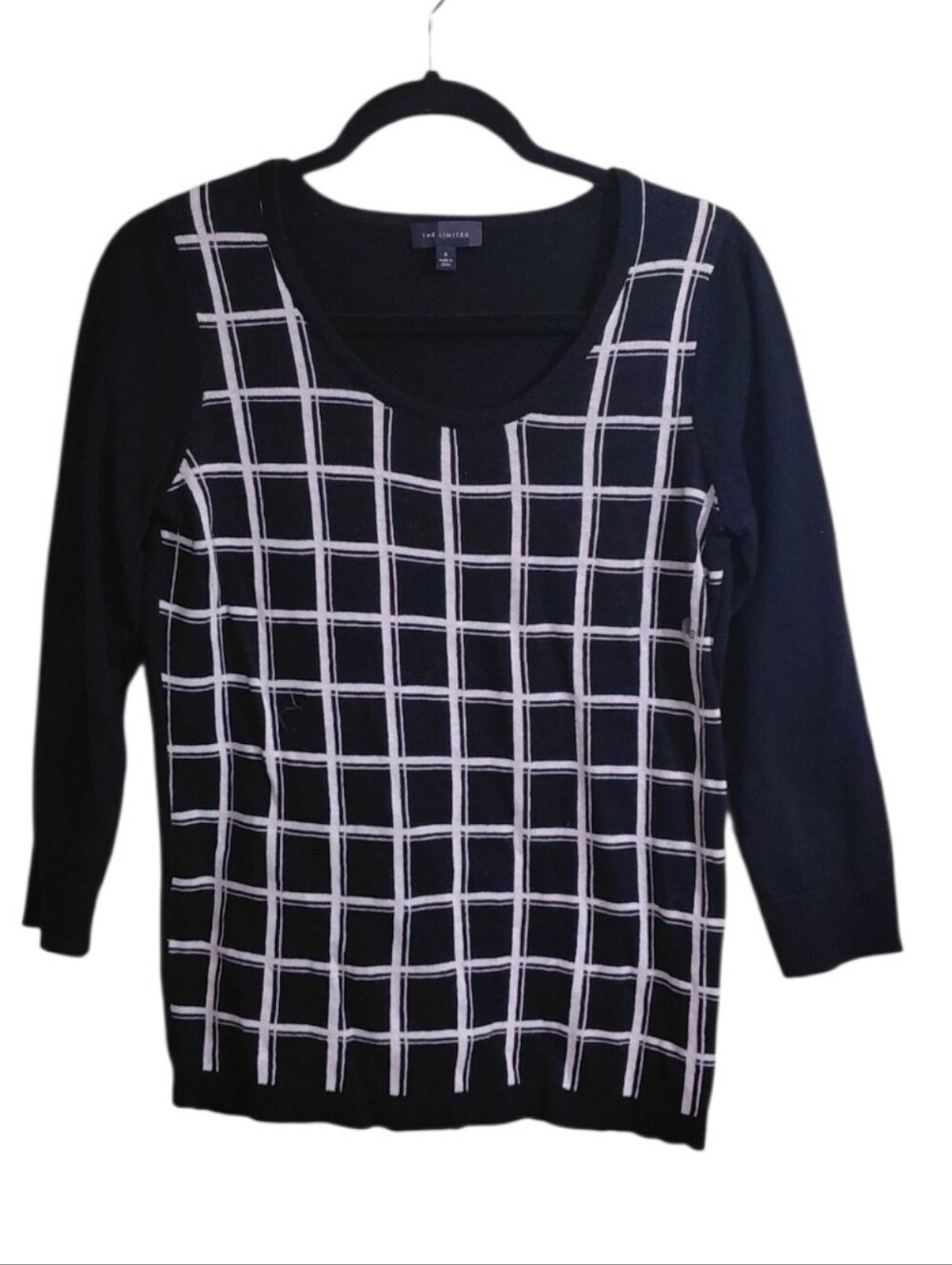 The Limited Black Sweater with White Grid